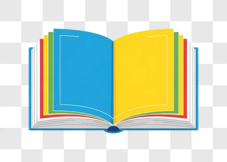 opened childrens book with blank colored pages edited