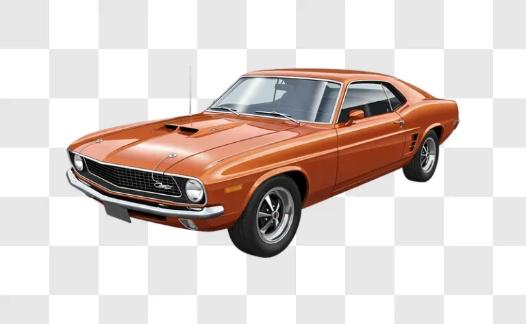 orange classic muscle car isolated illustration edited
