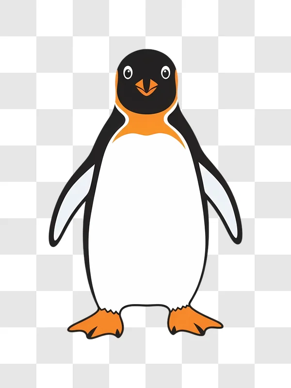 orange marked penguin standing on transparent background edited