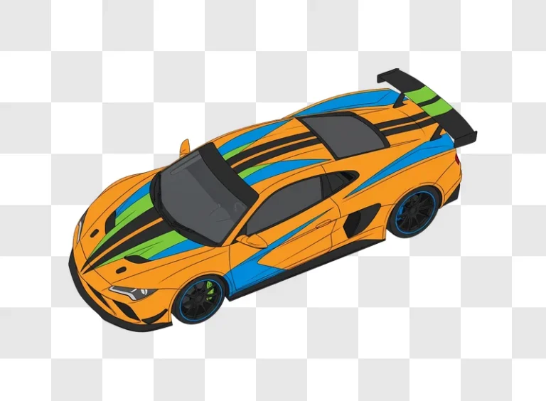 orange sports car vector art with racing stripes edited