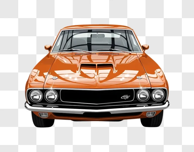 orange vintage gt car front view illustration edited