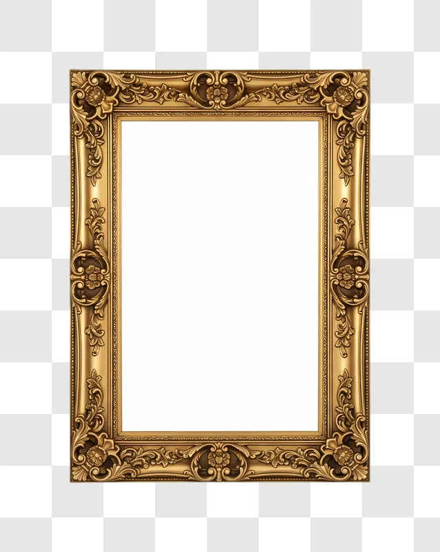 ornate gold antique picture frame isolated edited
