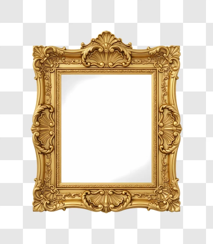 ornate gold empty picture frame isolated edited