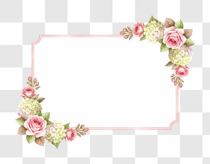 ornate pink floral frame with roses edited