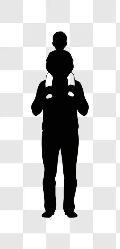 parent carrying child on shoulders silhouette edited