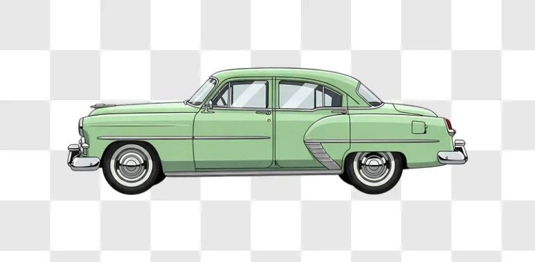 pastel green vintage car side view edited