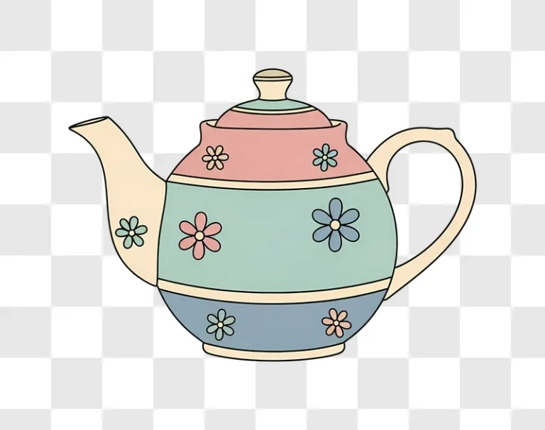 pastel teapot with flowers on surface edited