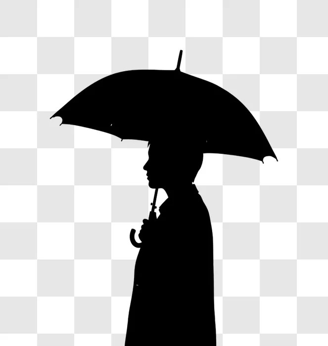 person holding umbrella silhouette on black edited