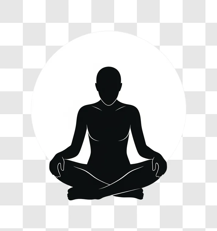 person meditating silhouette on white background edited