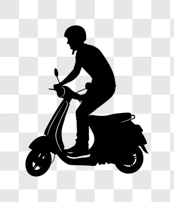 person riding scooter black silhouette graphic edited