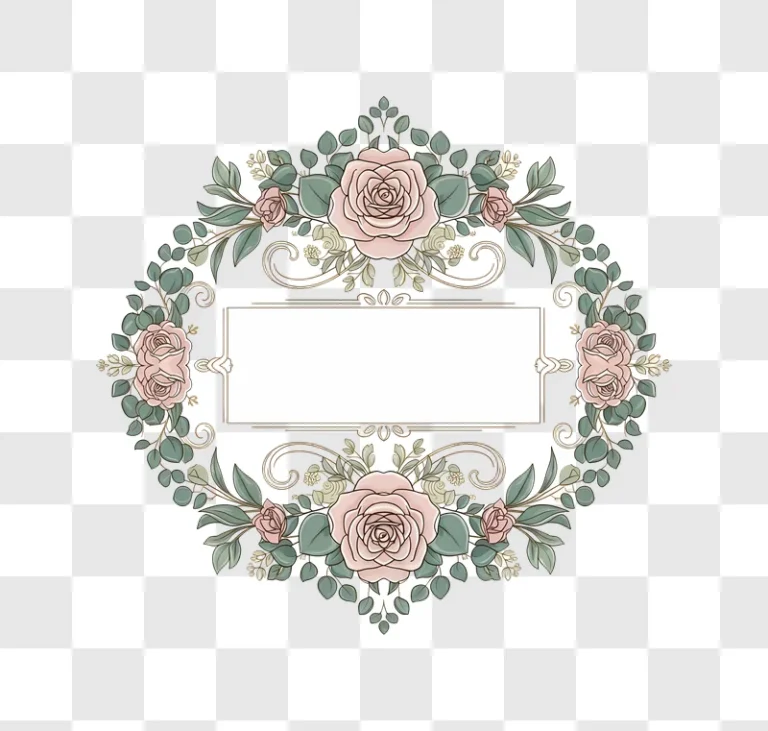 pink roses and eucalyptus wreath frame edited