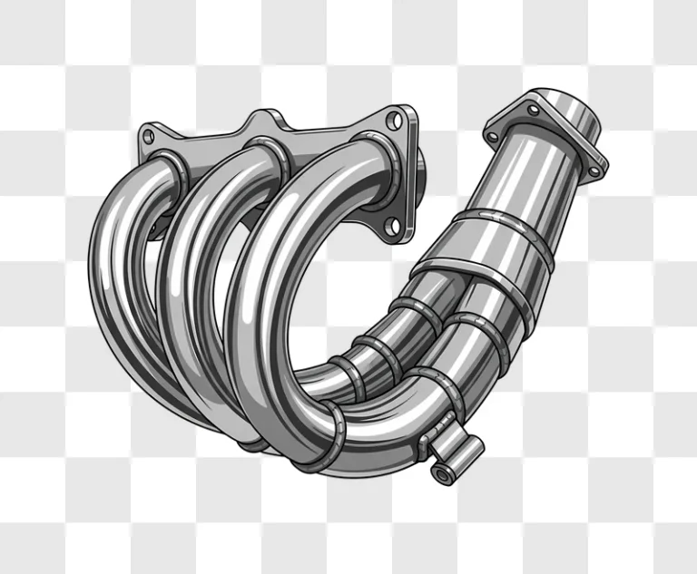 polished chrome exhaust header vector art edited