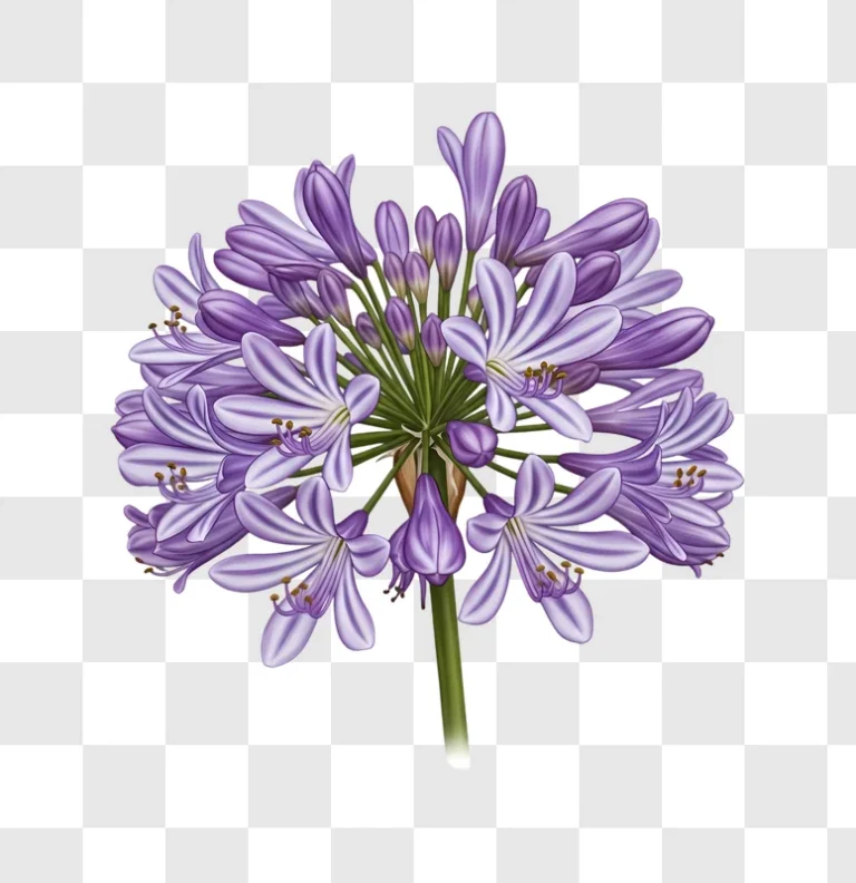 purple agapanthus flowers isolated digital illustration edited