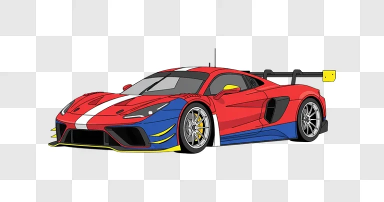 red blue white race car illustration edited