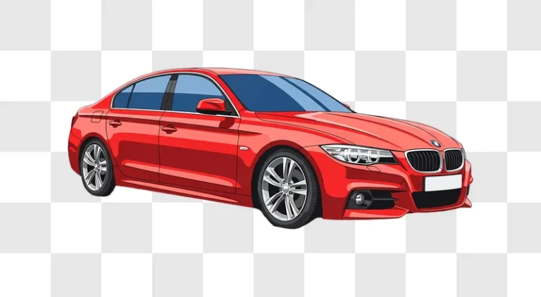 red bmw sedan car illustration edited