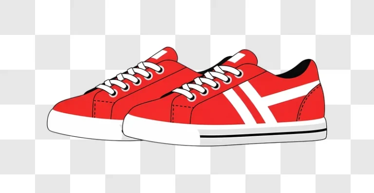 red cartoon sneakers with white details edited