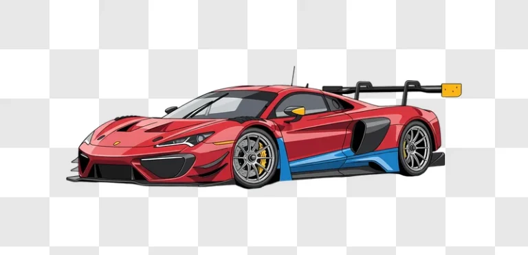 red cartoon supercar transparent background edited
