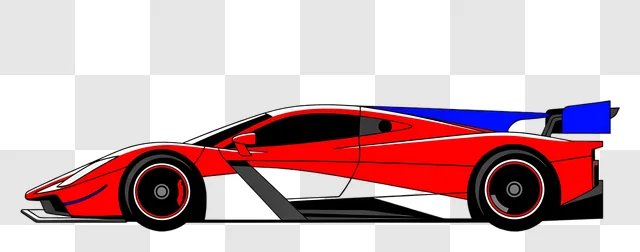 red cartoon supercar with blue spoiler edited