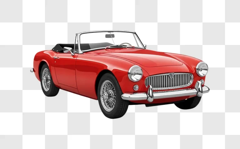 red classic convertible sports car isolated transparent edited