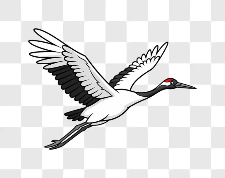 red crowned crane flying with open wings edited