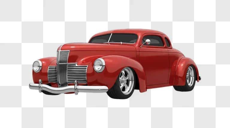 red custom hot rod on white background edited