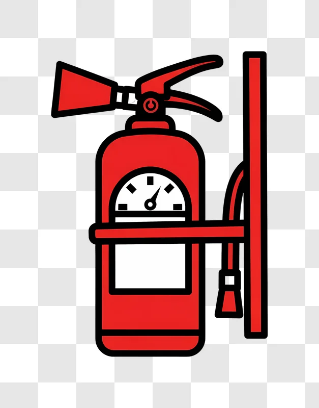 red fire extinguisher on red bracket edited
