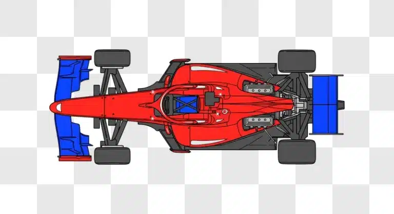 red formula one race car top down illustration