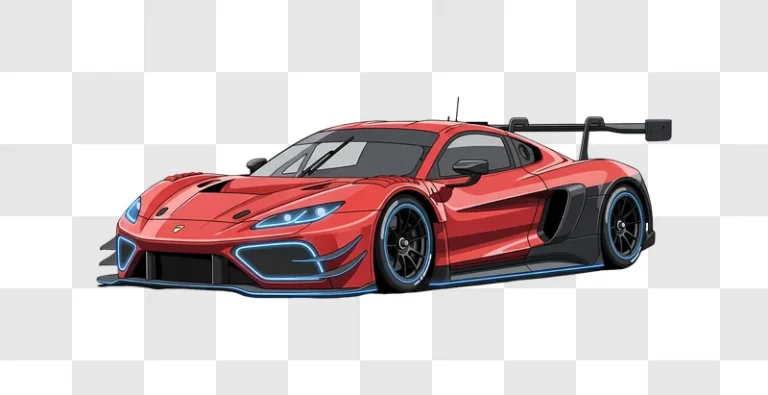 red race car with glowing blue accents isolated edited