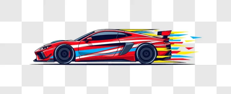 red racing car with dynamic speed lines edited
