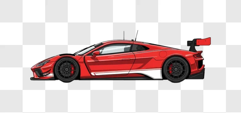 red racing sports car side profile vector art edited