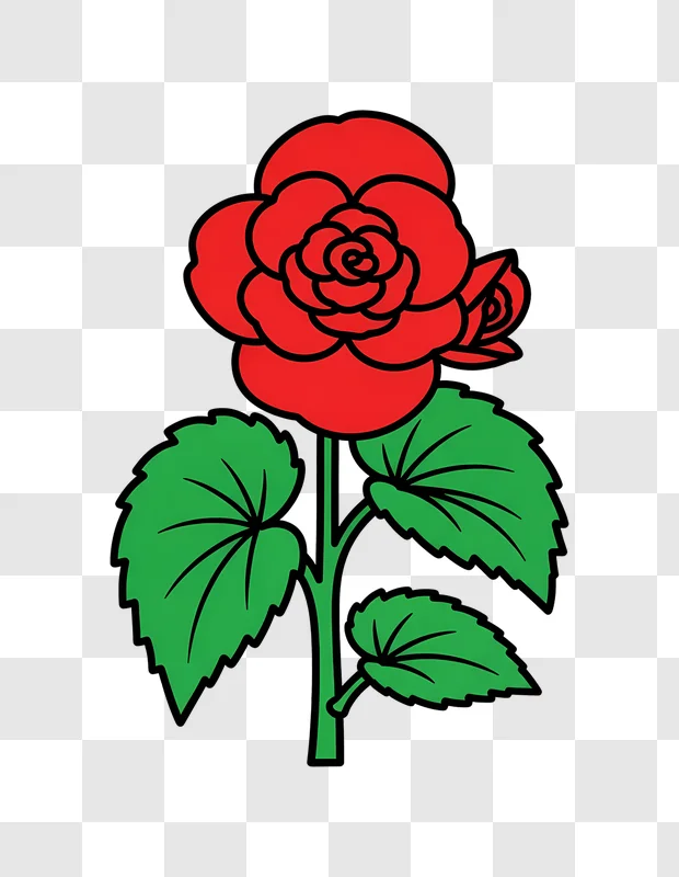 red rose with green leaves illustration edited