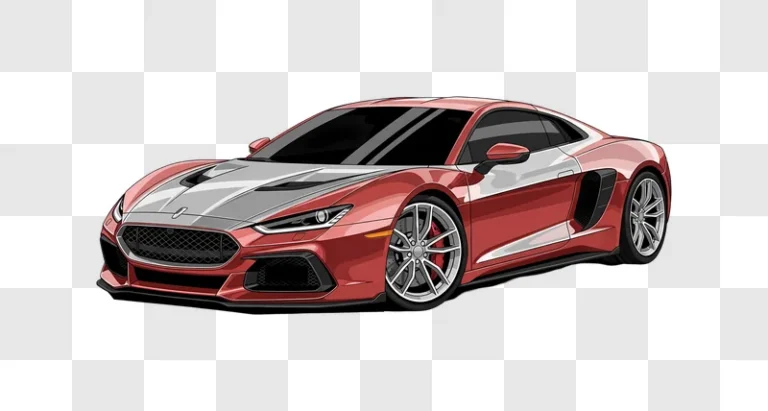 red silver modern sports car front view illustration edited