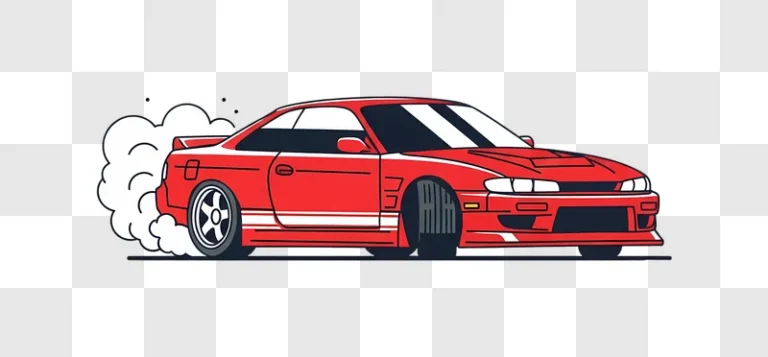 red sports car burning rubber cartoon edited