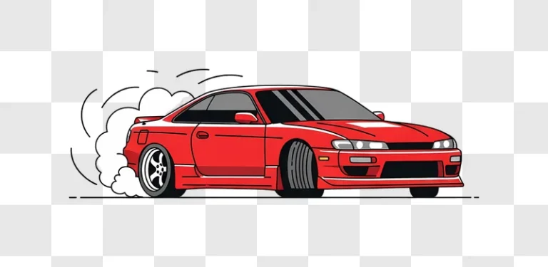 red sports car drifting cartoon illustration edited