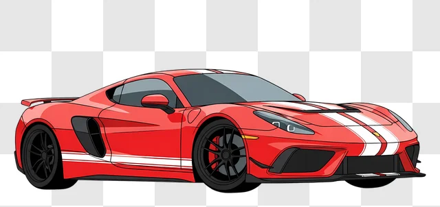 red sports car illustration white stripes edited