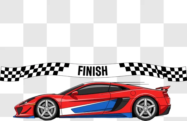 red sports car illustration at finish line edited