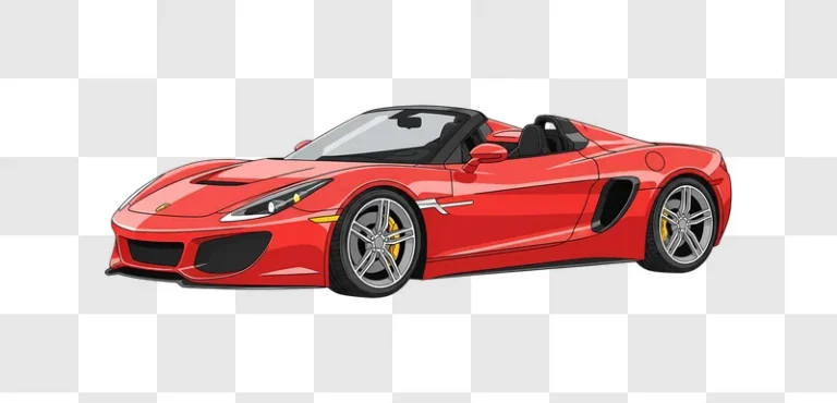 red sports car illustration on tranparent background edited