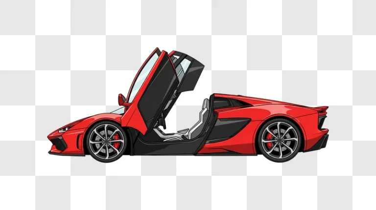 red sports car scissor doors cartoon edited