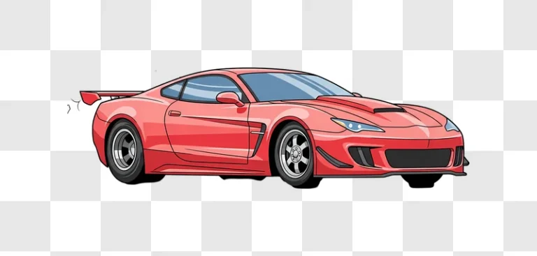 red sports car side view cartoon style edited