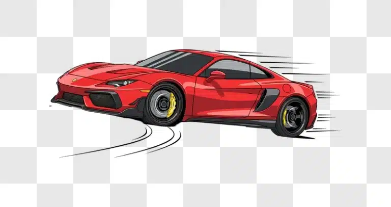 red sports car vector with motion lines edited