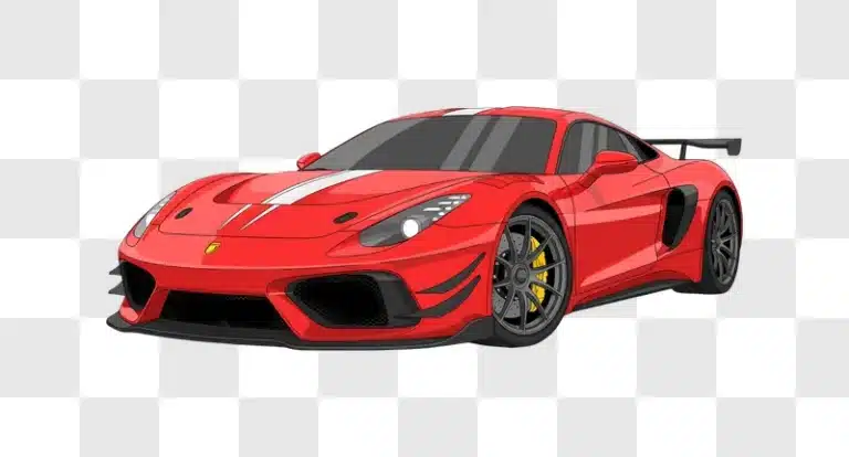 red sports car with racing stripes illustration edited