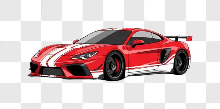 red sports car with white stripes isolated edited