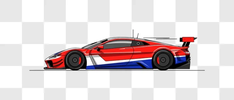 red white blue race car profile on black edited
