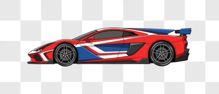 red white and blue sports car side view edited