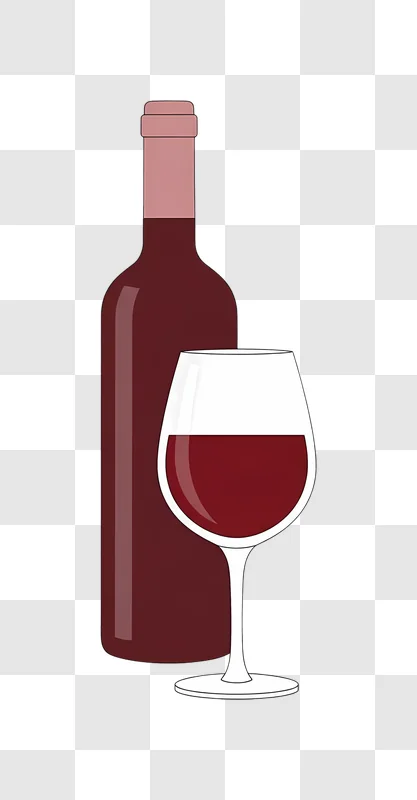 red wine bottle and glass illustration edited