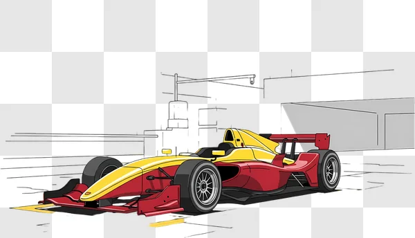 red and yellow formula race car illustration edited