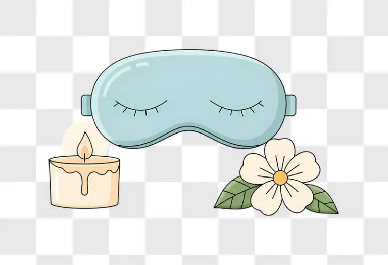 relaxing sleep mask candle and flower drawing edited