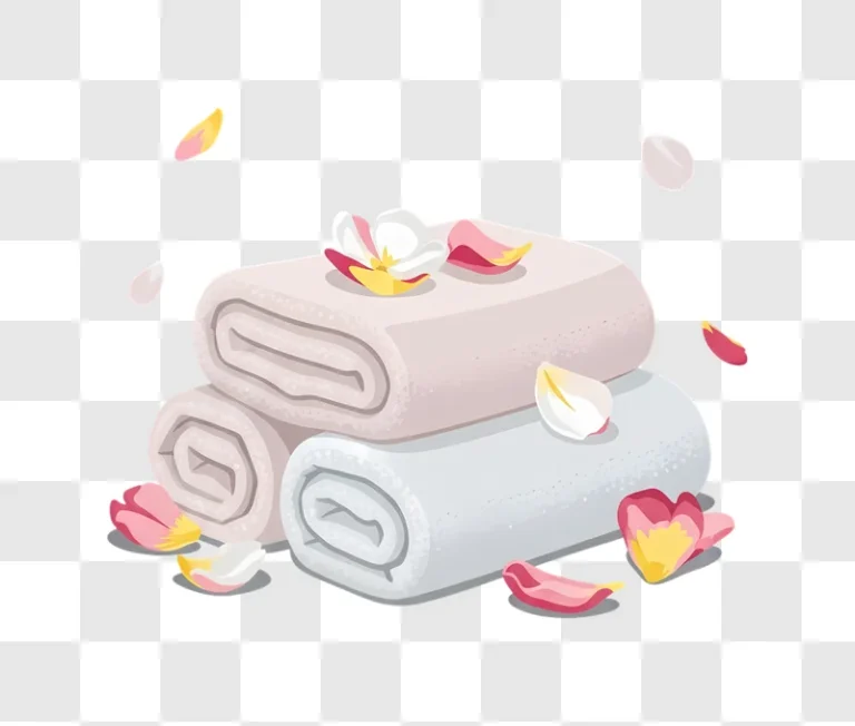 rolled towels with flower petals for spa edited