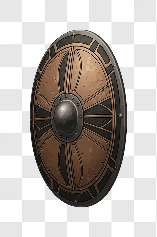 round viking shield with bronze design edited