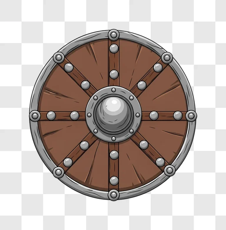 round wooden viking shield with metal boss edited
